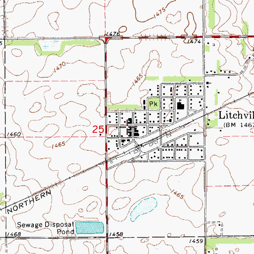 Topographic Map of Litchville, ND