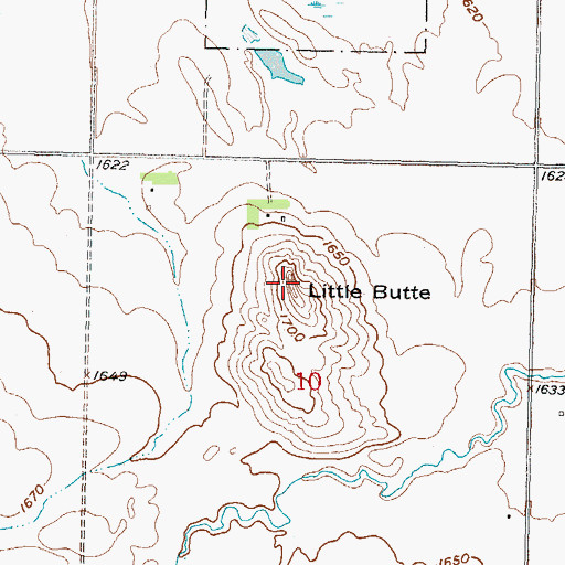 Topographic Map of Little Butte, ND