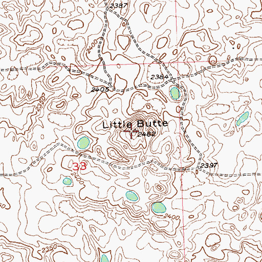 Topographic Map of Little Butte, ND