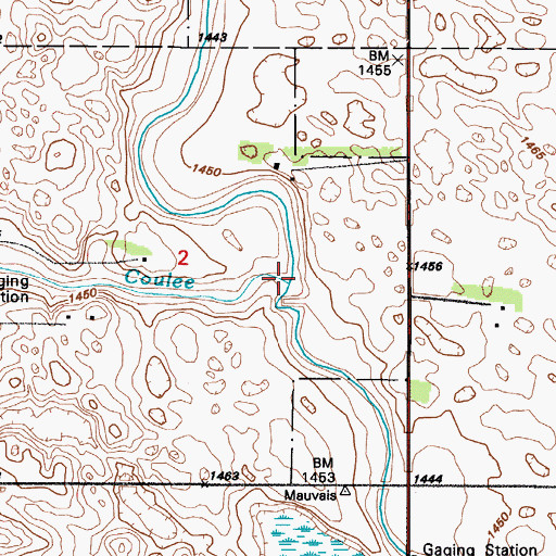 Topographic Map of Little Coulee, ND