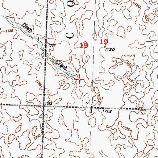 Topographic Map of Little Deep Creek, ND