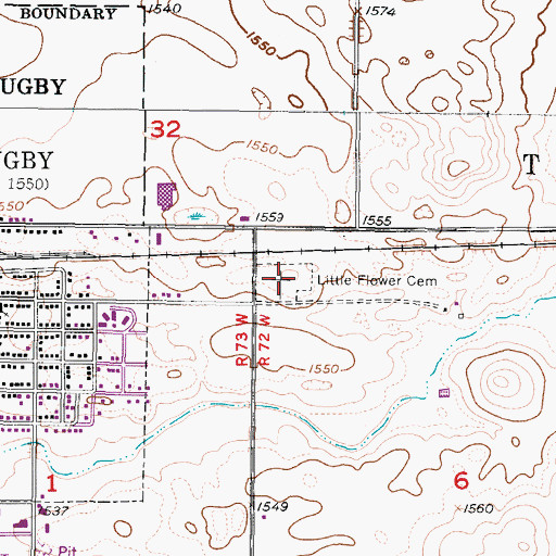 Topographic Map of Little Flower Cemetery, ND