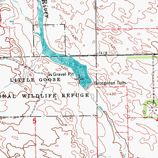 Topographic Map of Little Goose National Wildlife Refuge, ND