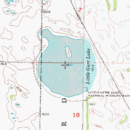 Topographic Map of Little Gurr Lake, ND