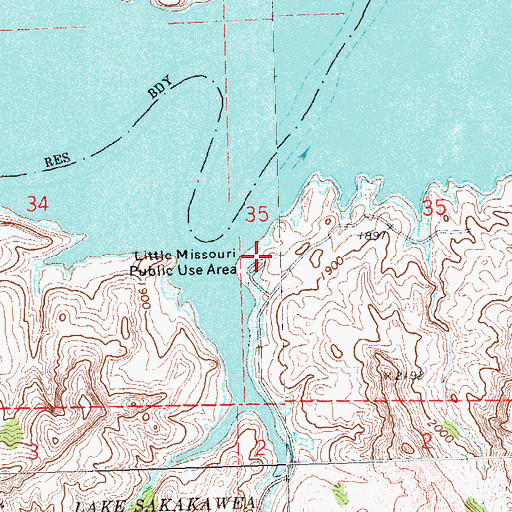 Topographic Map of Little Missouri Public Use Area, ND