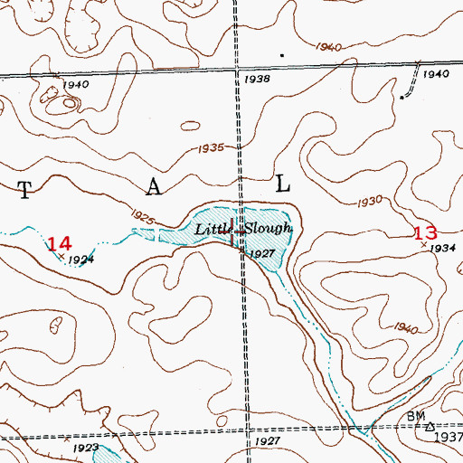 Topographic Map of Little Slough, ND