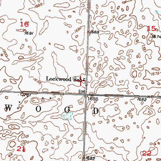 Topographic Map of Lockwood School, ND
