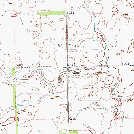Topographic Map of Logan Center Cemetery, ND