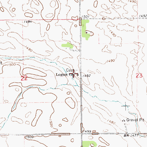 Topographic Map of Logan Church, ND