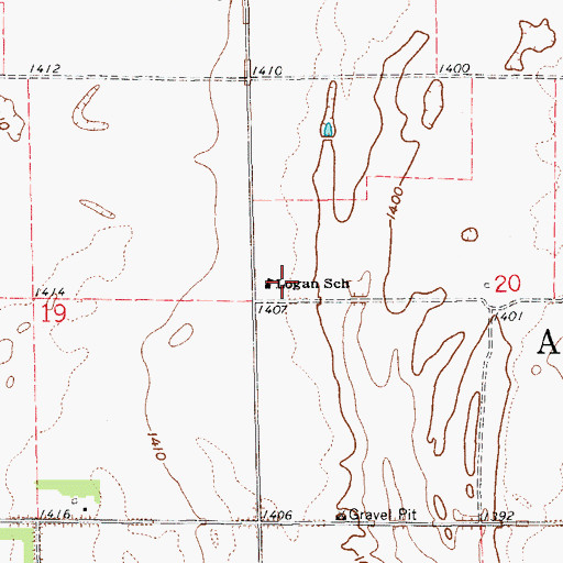 Topographic Map of Logan School, ND