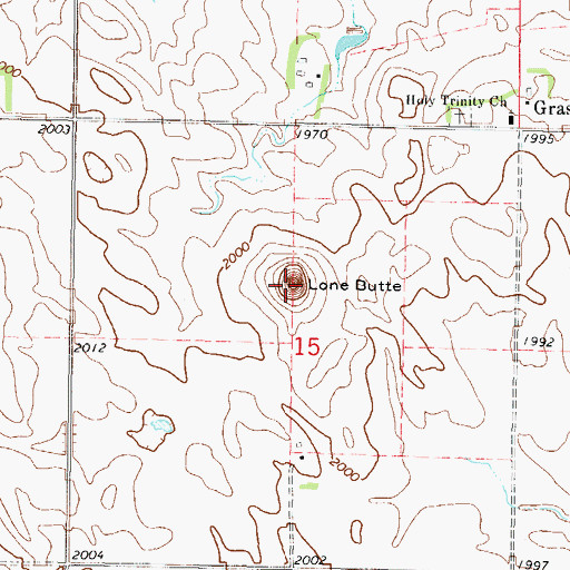 Topographic Map of Lone Butte, ND
