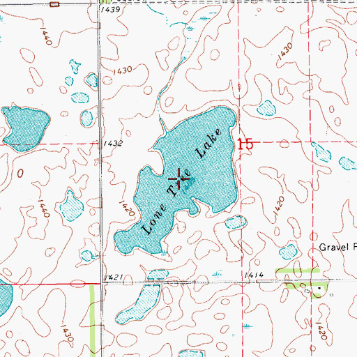 Topographic Map of Lone Tree Lake, ND