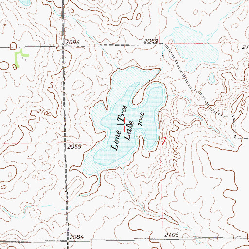 Topographic Map of Lone Tree Lake, ND