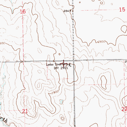 Topographic Map of Lone Tree School, ND