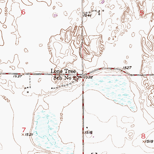 Topographic Map of Lone Tree School Number 2, ND