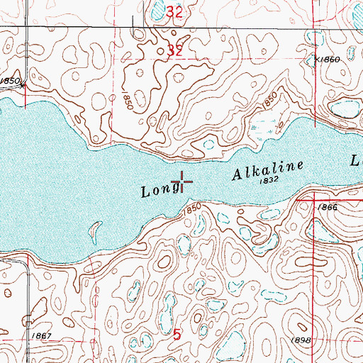 Topographic Map of Long Alakline Lake, ND