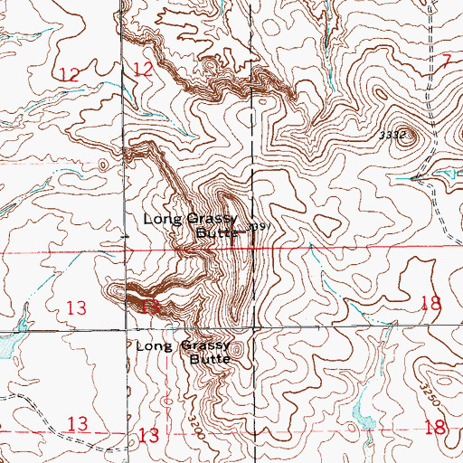 Topographic Map of Long Grassy Butte, ND