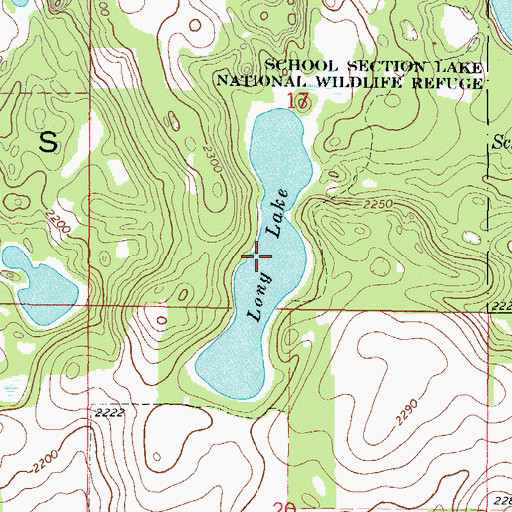 Topographic Map of Long Lake, ND