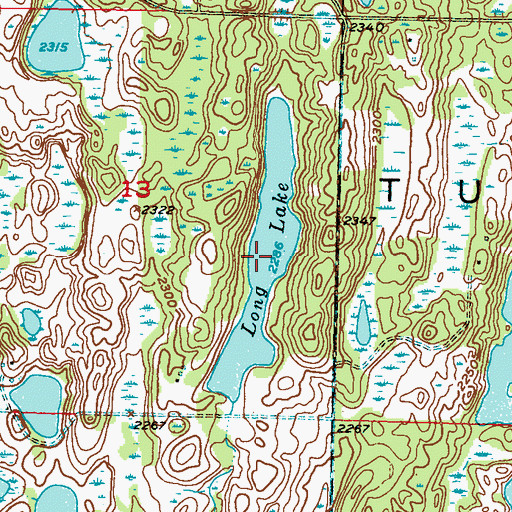 Topographic Map of Long Lake, ND