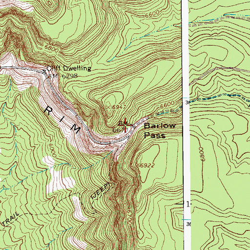 Topographic Map of Barlow Pass, AZ