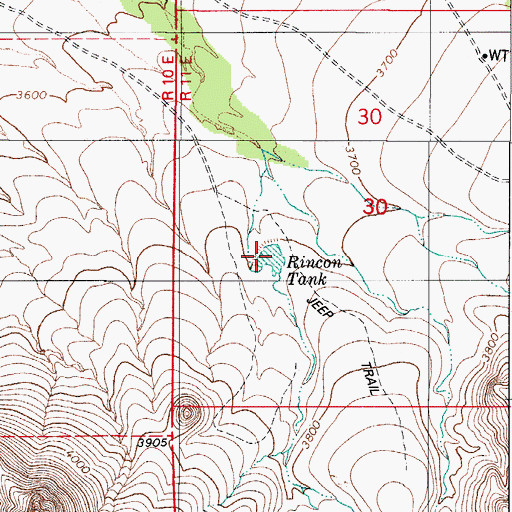 Topographic Map of Rincon Tank, AZ