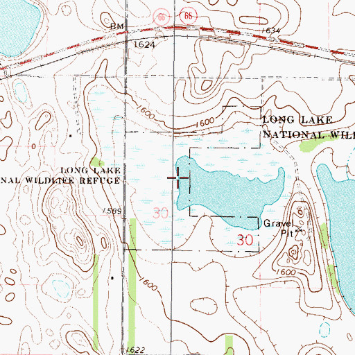 Topographic Map of Long Lake National Wildlife Refuge, ND
