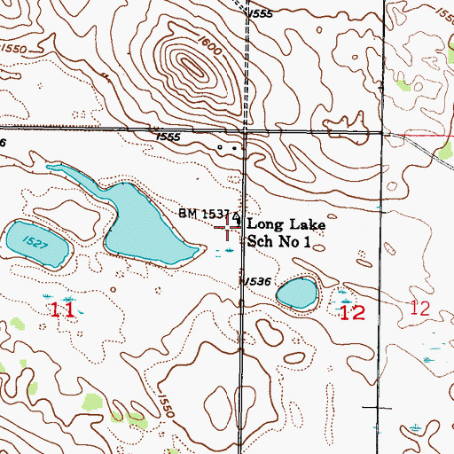 Topographic Map of Long Lake School Number 1, ND