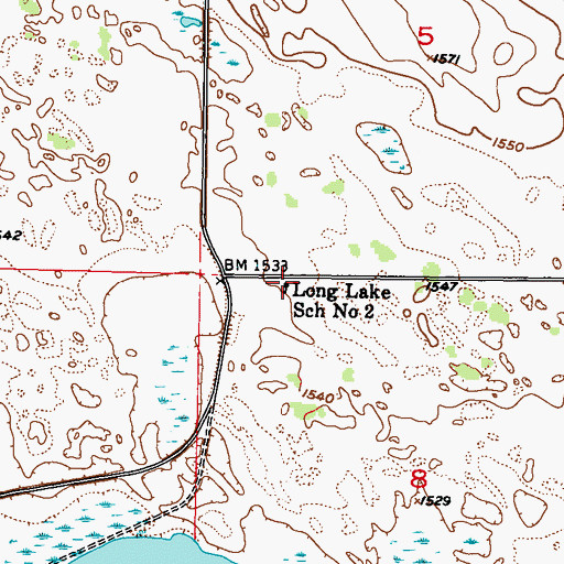Topographic Map of Long Lake School Number 2, ND