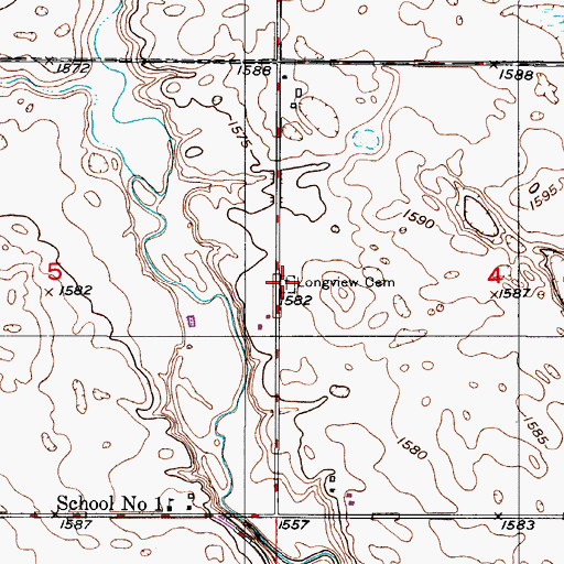 Topographic Map of Longview Cemetery, ND