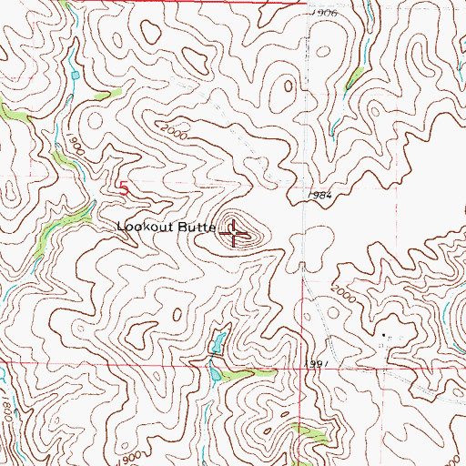 Topographic Map of Lookout Butte, ND