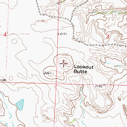 Topographic Map of Lookout Butte, ND