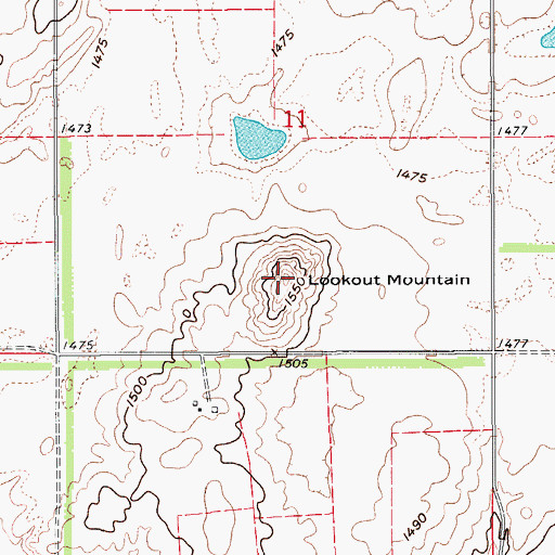 Topographic Map of Lookout Mountain, ND