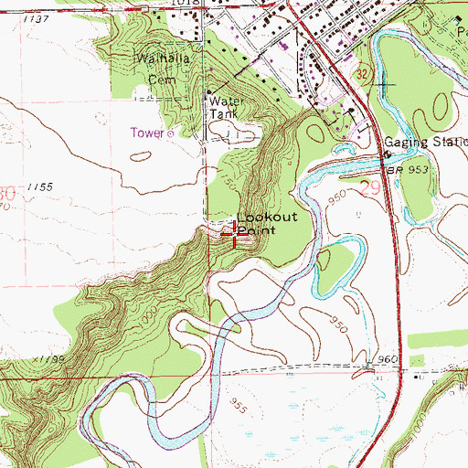 Topographic Map of Lookout Point, ND