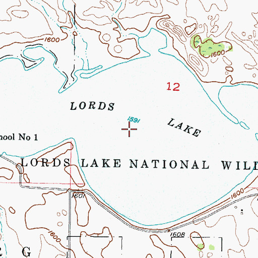 Topographic Map of Lords Lake, ND