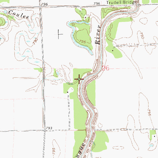 Topographic Map of Louden Coulee, ND