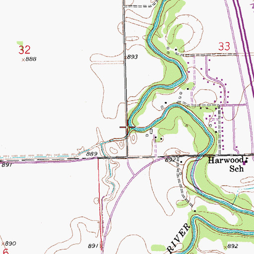 Topographic Map of Lower Branch Rush River, ND