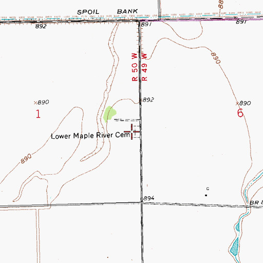 Topographic Map of Lower Maple River Cemetery, ND