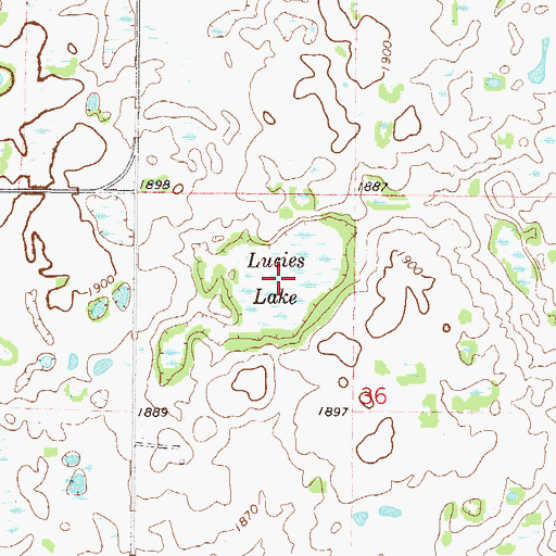 Topographic Map of Lucies Lake, ND