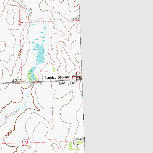 Topographic Map of Lucky Mound Church, ND