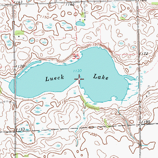 Topographic Map of Lueck Lake, ND