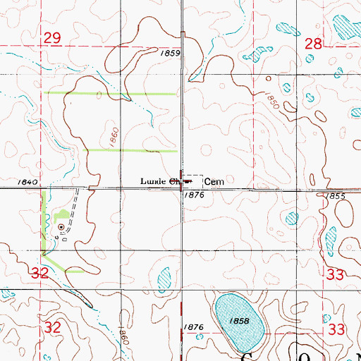 Topographic Map of Lunde Church, ND