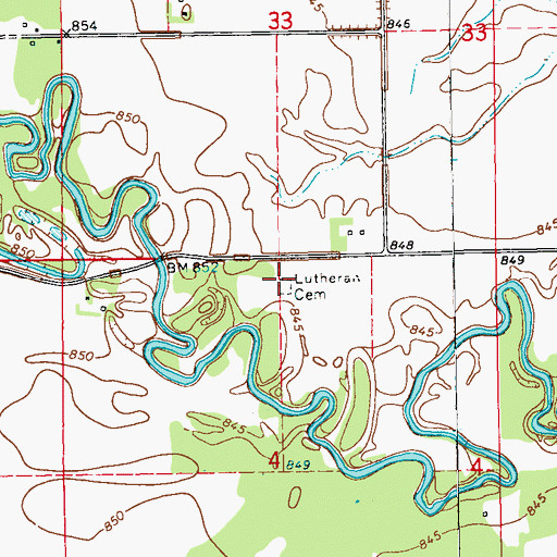 Topographic Map of Christ Lutheran Cemetery, ND