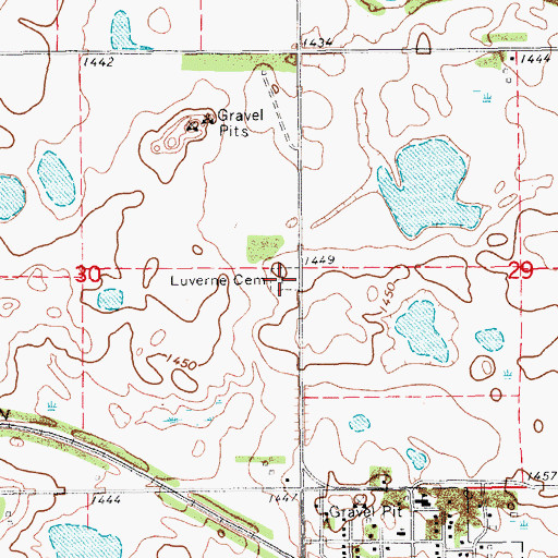 Topographic Map of Luverne Cemetery, ND