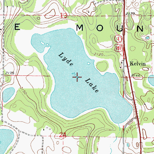 Topographic Map of Lyde Lake, ND