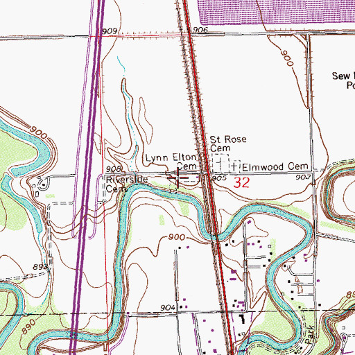 Topographic Map of Lynn Elton Cemetery, ND