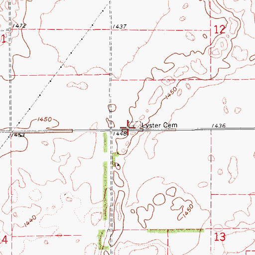 Topographic Map of Lyster Cemetery, ND