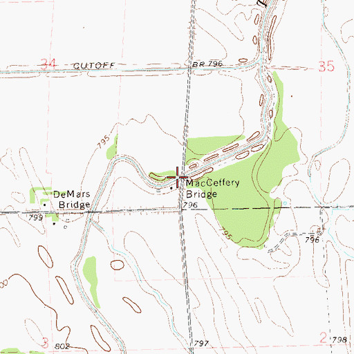 Topographic Map of MacCeffery Bridge, ND