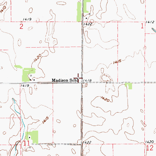 Topographic Map of Madison School, ND