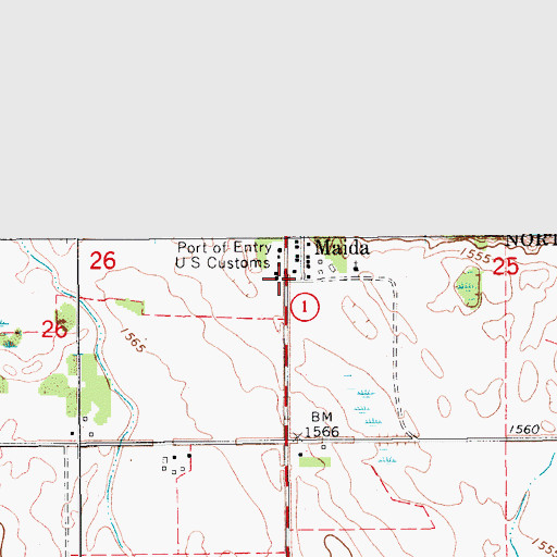 Topographic Map of Maida, ND