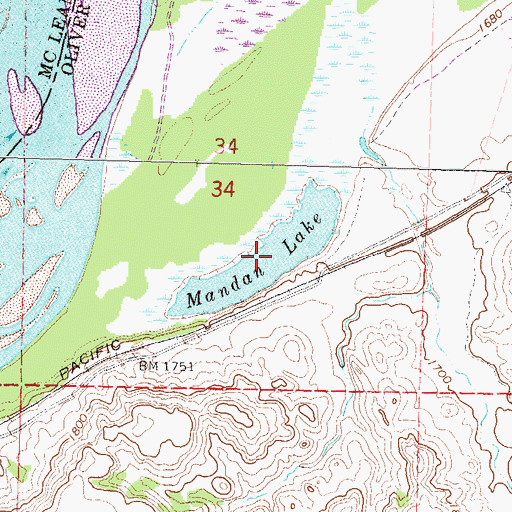 Topographic Map of Mandan Lake, ND